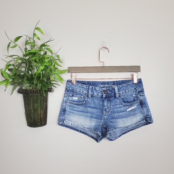 American Eagle Outfitters Pants - Vintage American Eagle Shortie Low Rise Festival Distressed Jean Denim Shorts 0